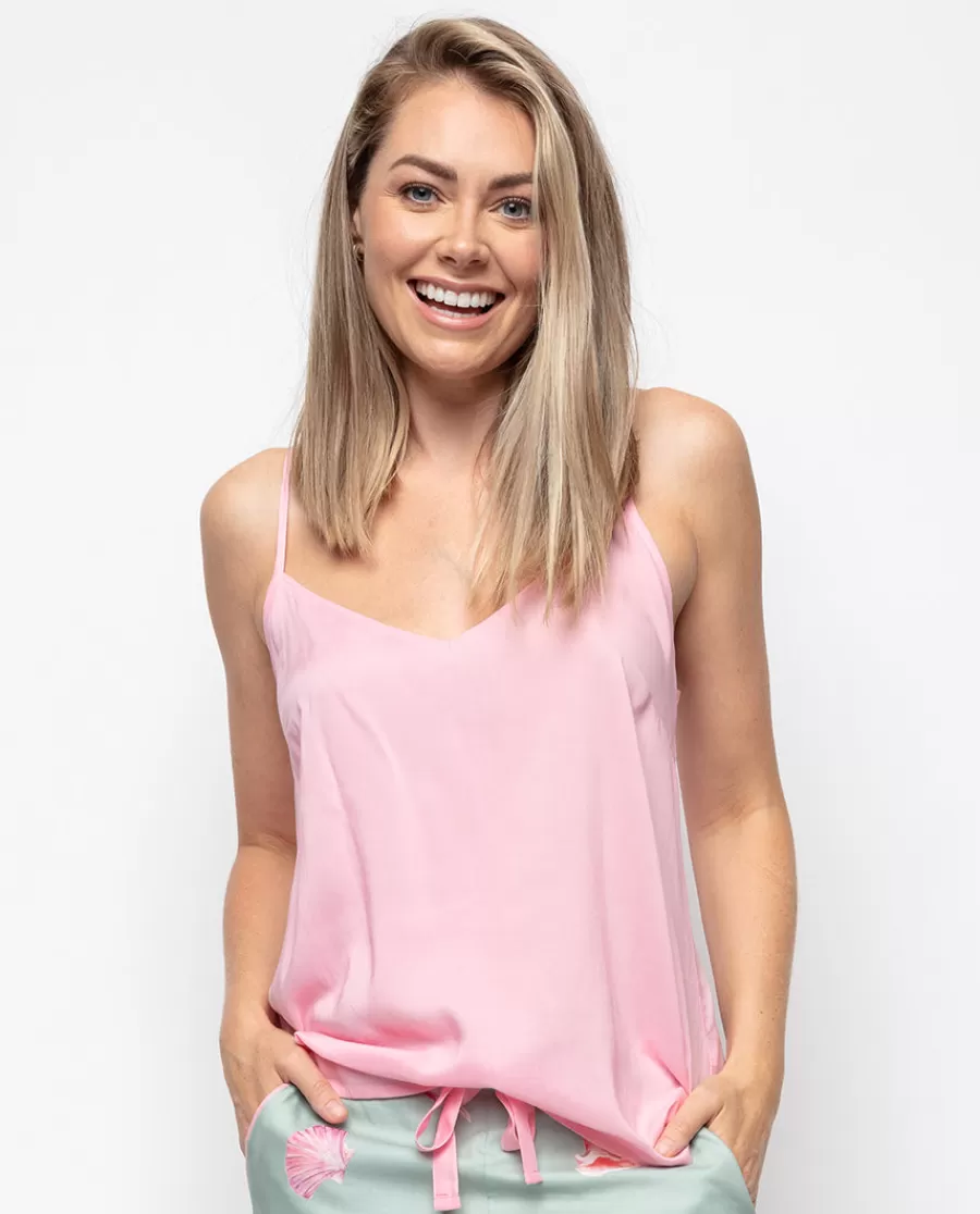 Hot Coral Modal Cami Women Pyjama Tops