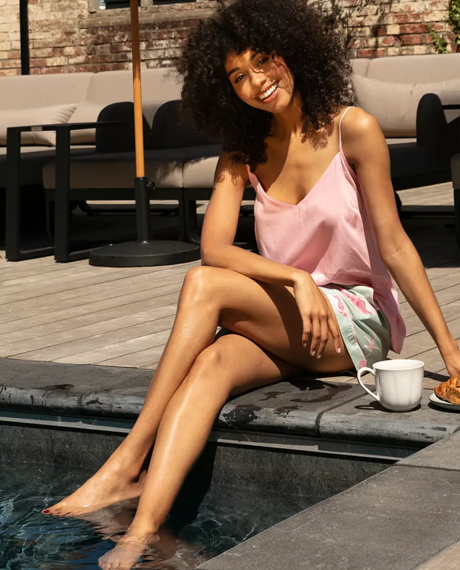 Best Sale Coral Modal Cami And Shell Print Shorty Set Women Shorty Sets