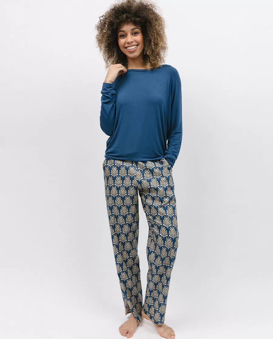 New Fawn Slouch Jersey Top And Pinecone Geo Print Pyjama Set Women Loungewear