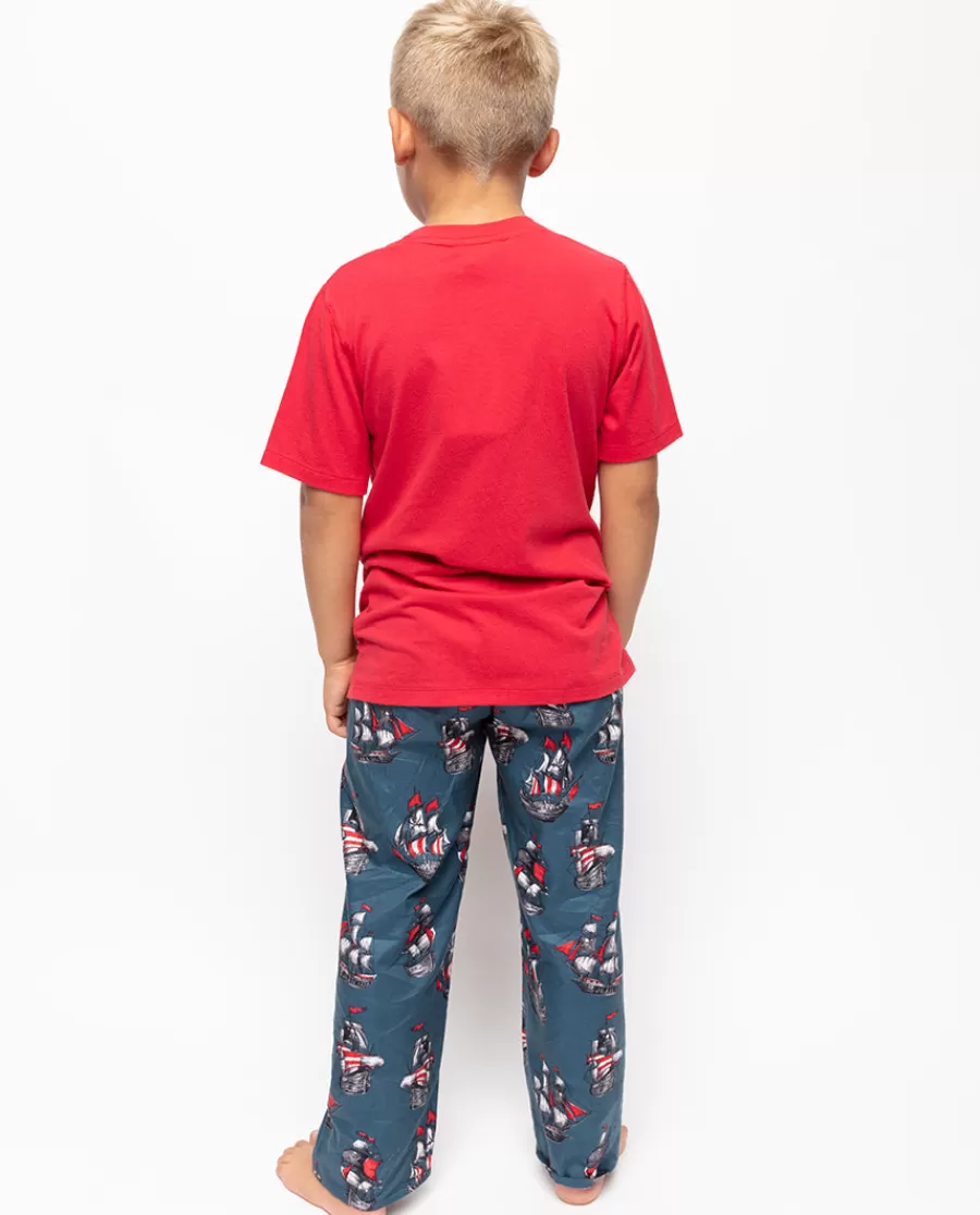 Fashion Jasper Boys Jersey T-Shirt And Pirate Ship Print Pyjama Set Kids Boys Pyjamas