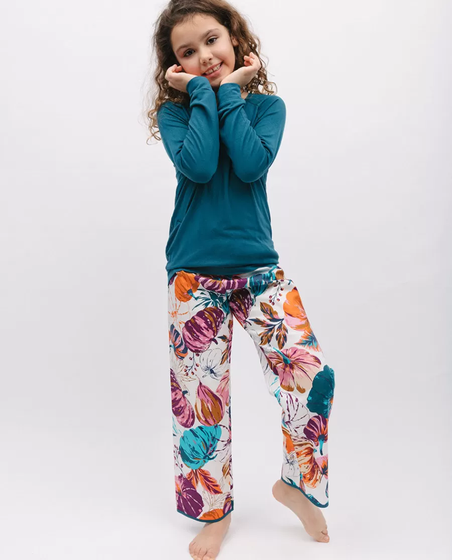 Best Sale Maple Girls Slouch Jersey Top And Pumpkin Print Pyjama Set Kids Girls Pyjamas