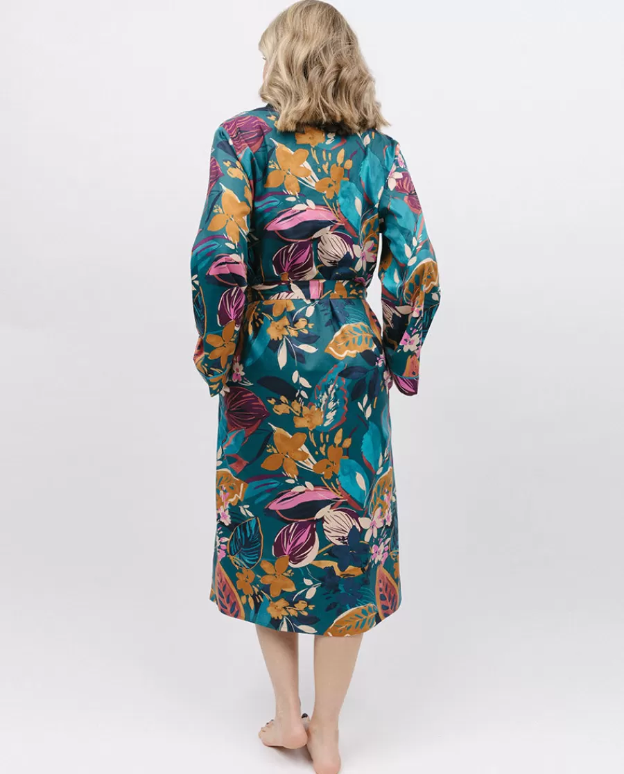 Hot Maple Leaf Print Long Dressing Gown Women Dressing Gowns