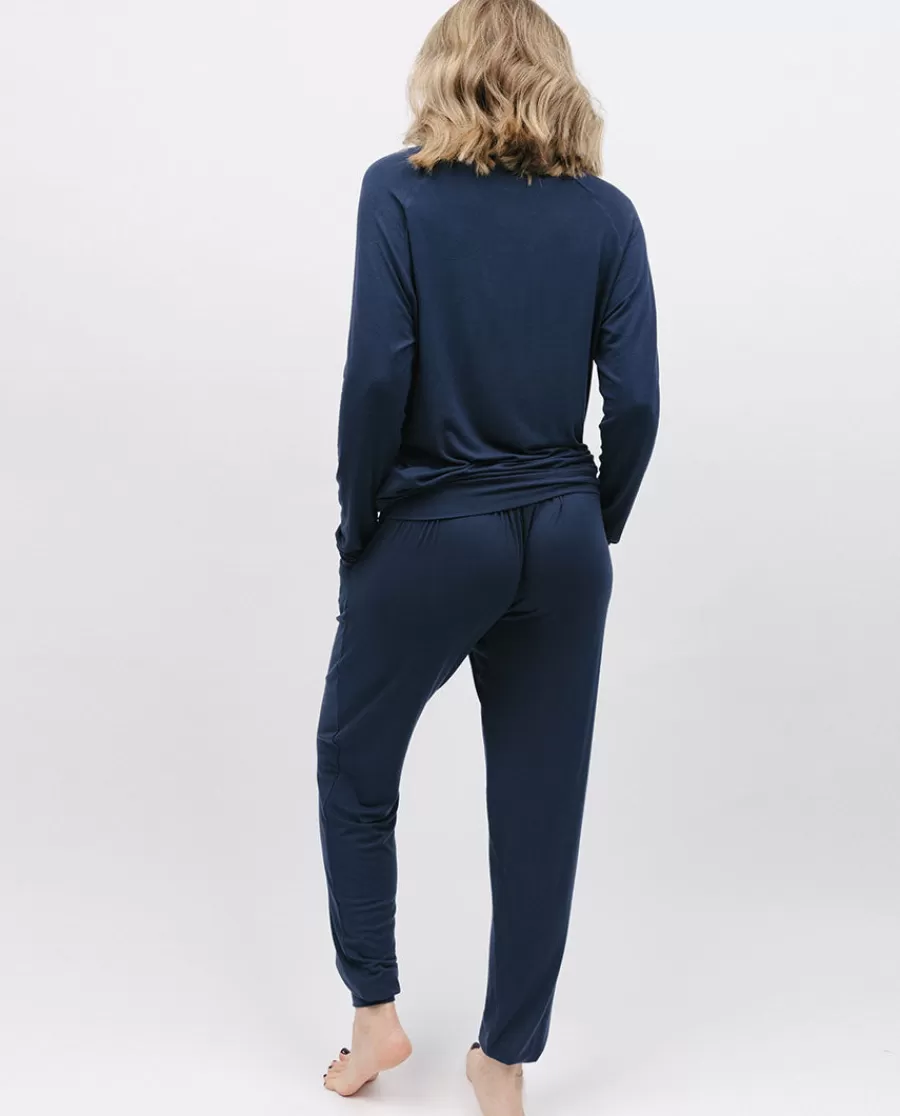 Best Navy Slouch Jersey Pyjama Set Women Pyjama Sets