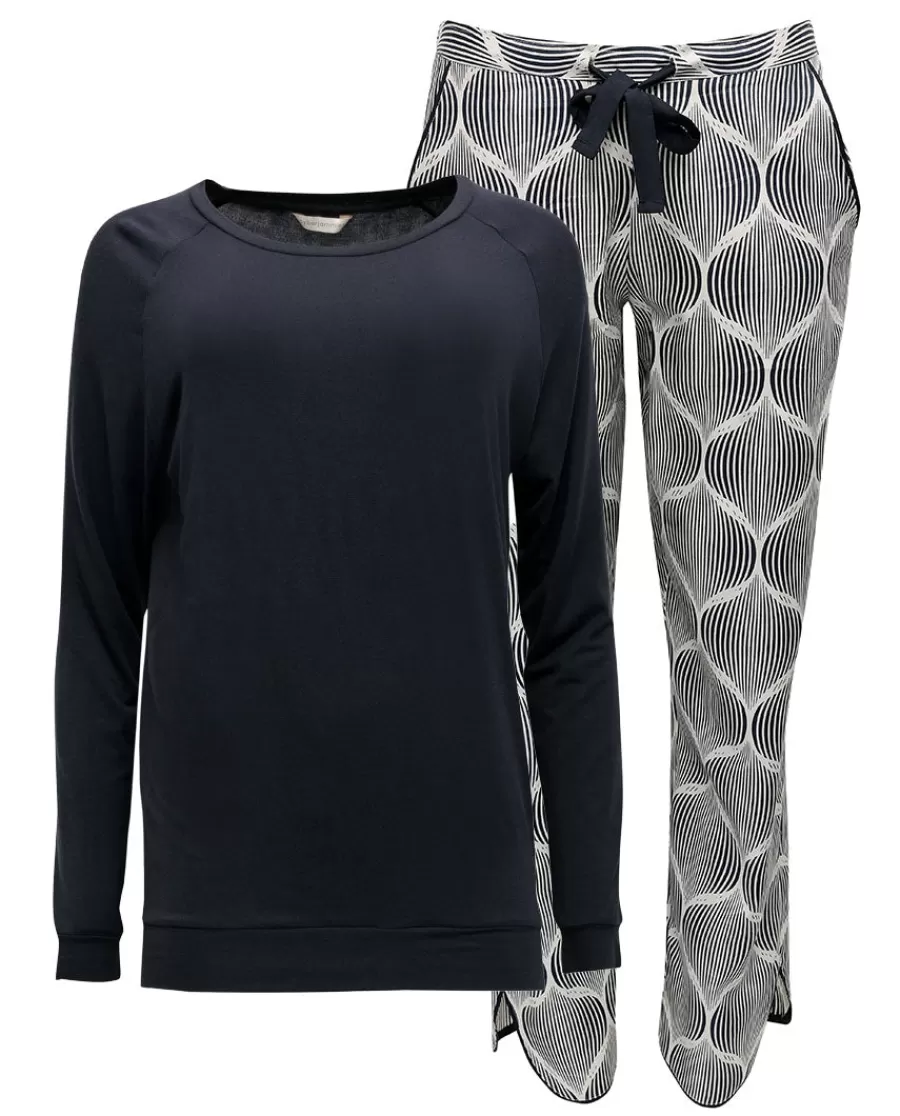 Fashion Nicole Charcoal Slouch Jersey Top And Geo Print Pyjama Set Women Loungewear
