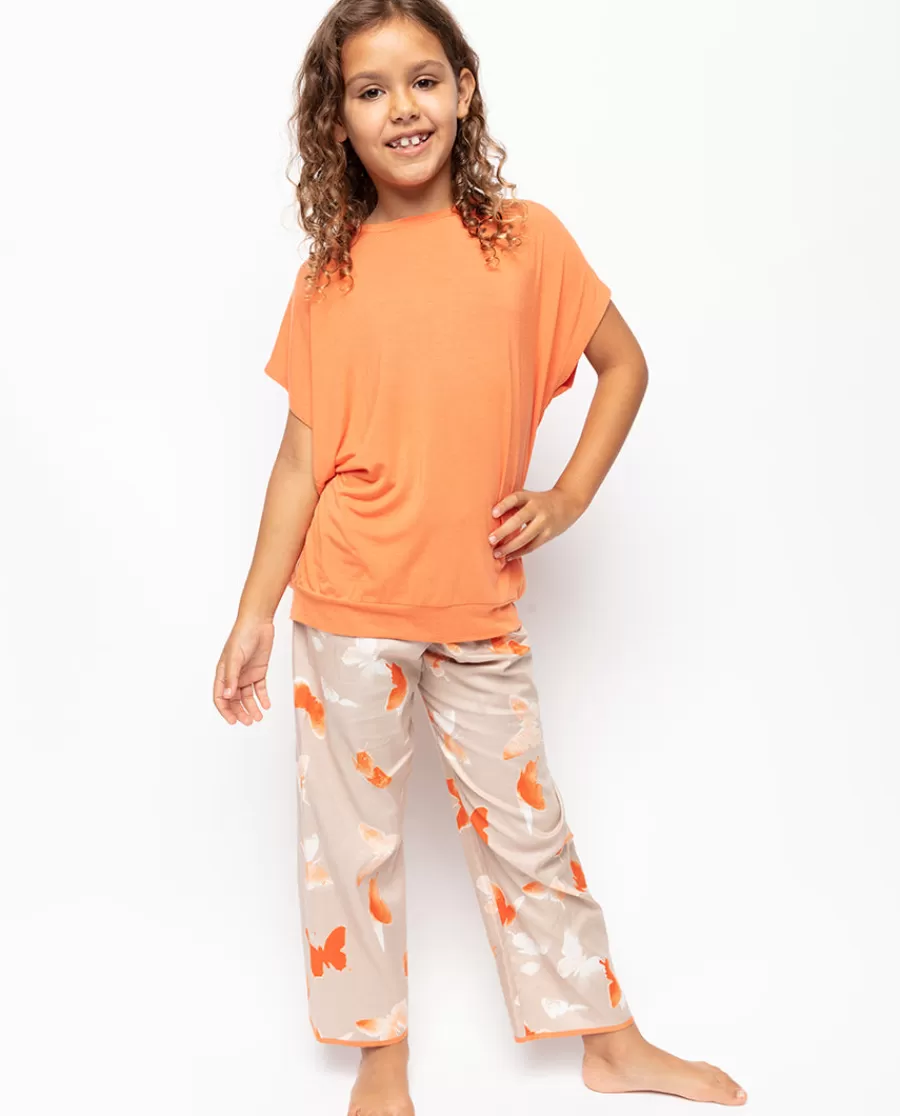 New Sage Girls Slouch Jersey Top And Butterfly Print Pyjama Set Kids Girls Pyjamas