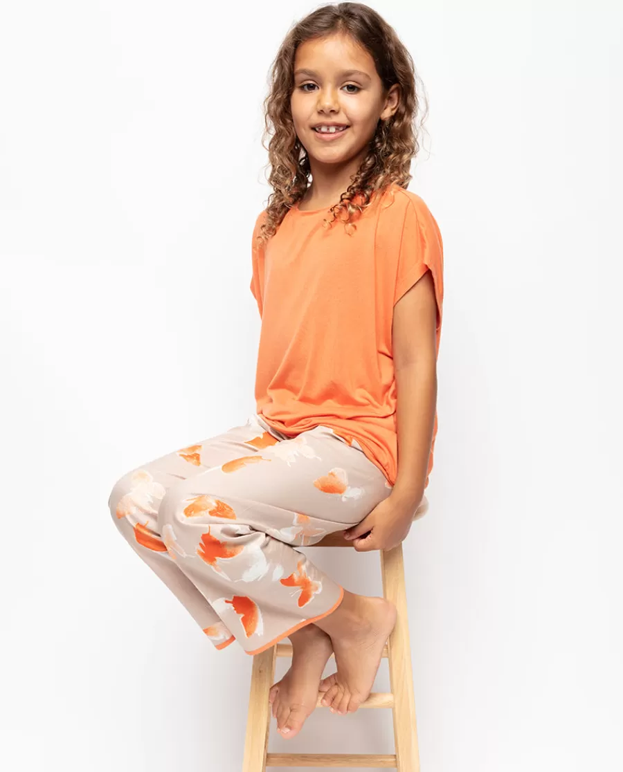 New Sage Girls Slouch Jersey Top And Butterfly Print Pyjama Set Kids Girls Pyjamas