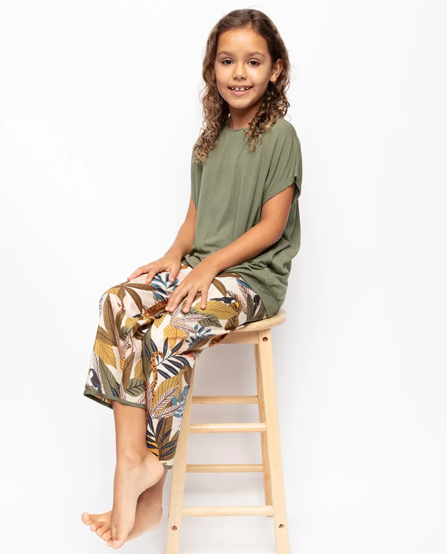 Discount Savannah Girls Slouch Jersey Top And Safari Print Pyjama Set Kids Girls Pyjamas