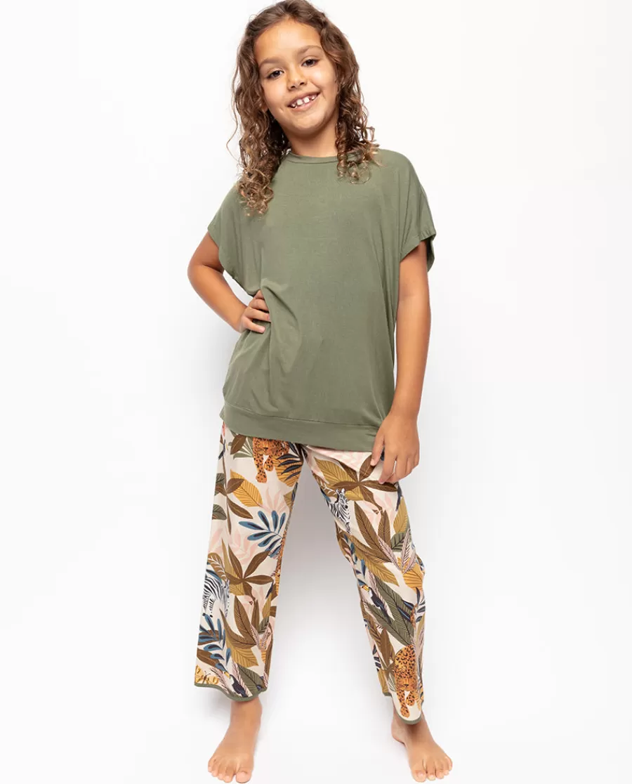 Discount Savannah Girls Slouch Jersey Top And Safari Print Pyjama Set Kids Girls Pyjamas