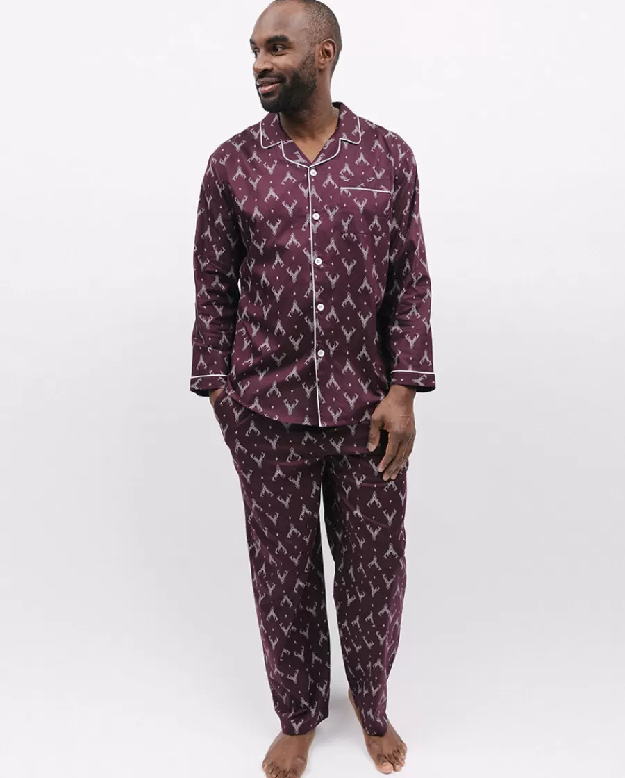 Fashion Spencer Mens Stag Print Pyjama Set Men Pyjama Sets