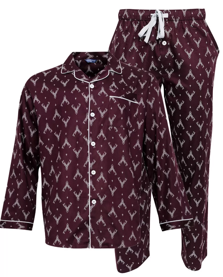 Fashion Spencer Mens Stag Print Pyjama Set Men Pyjama Sets