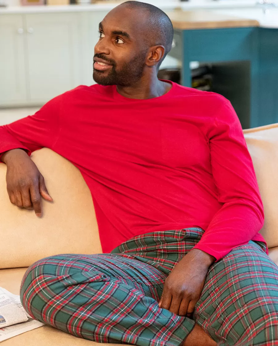 Shop Whistler Mens Jersey T-Shirt And Super Cosy Check Pyjama Set Men Pyjama Sets