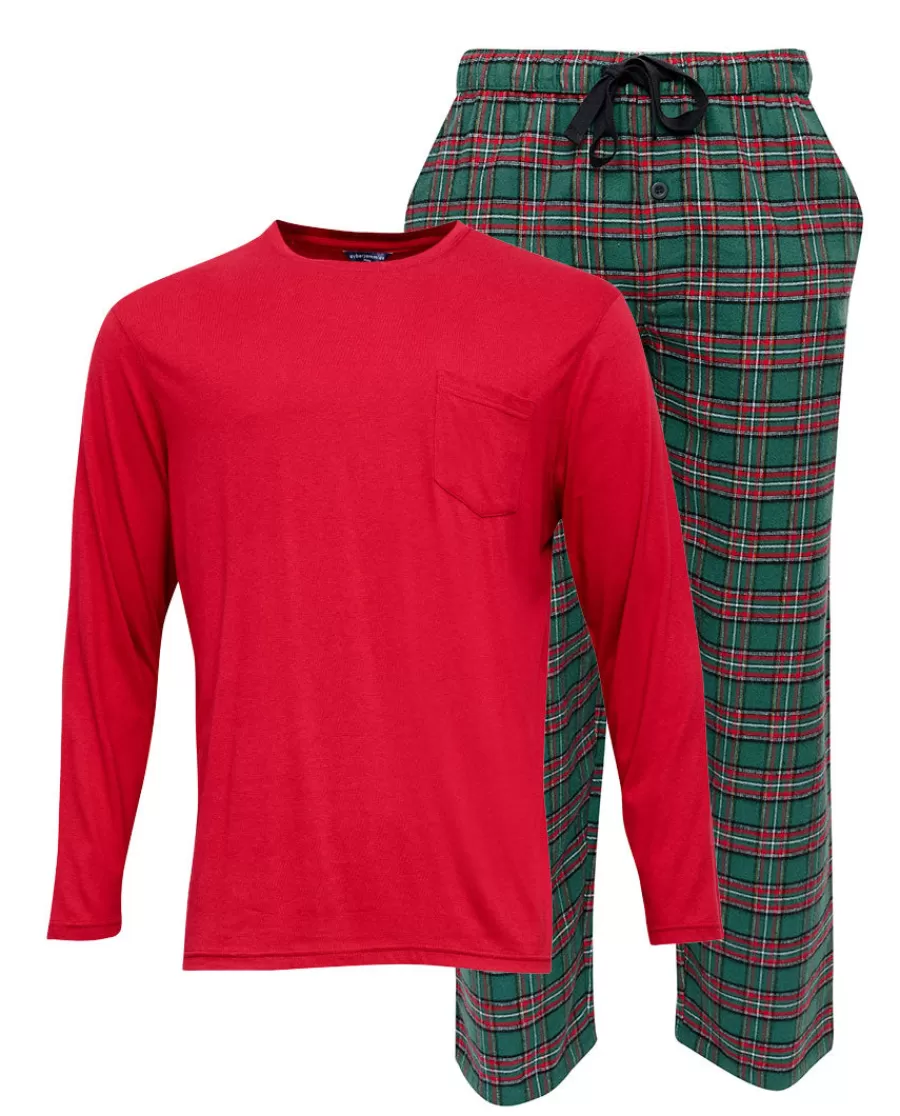 Shop Whistler Mens Jersey T-Shirt And Super Cosy Check Pyjama Set Men Pyjama Sets